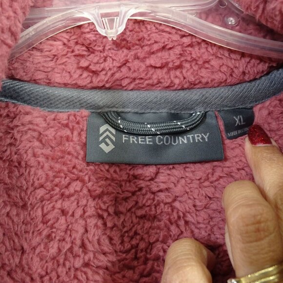 Free Country Full Zip Plush Sherpa Jacket Women Size XL Pink High Neck NEW - Picture 6 of 12